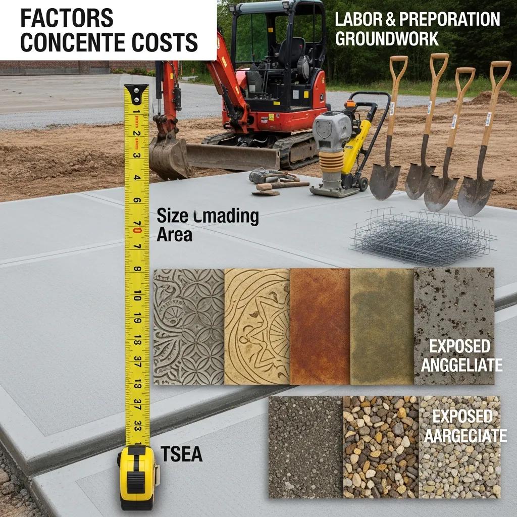 Factors influencing concrete driveway costs including measurements and decorative finishes