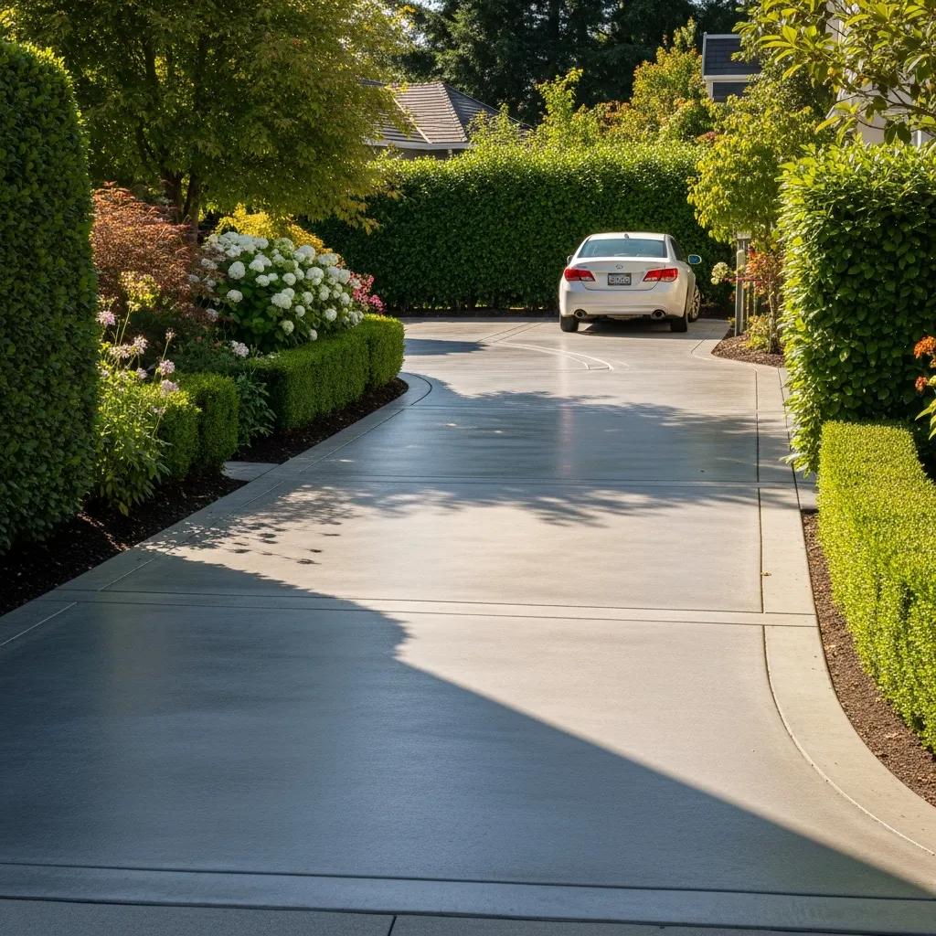 Well-maintained concrete driveway demonstrating durability and aesthetic appeal