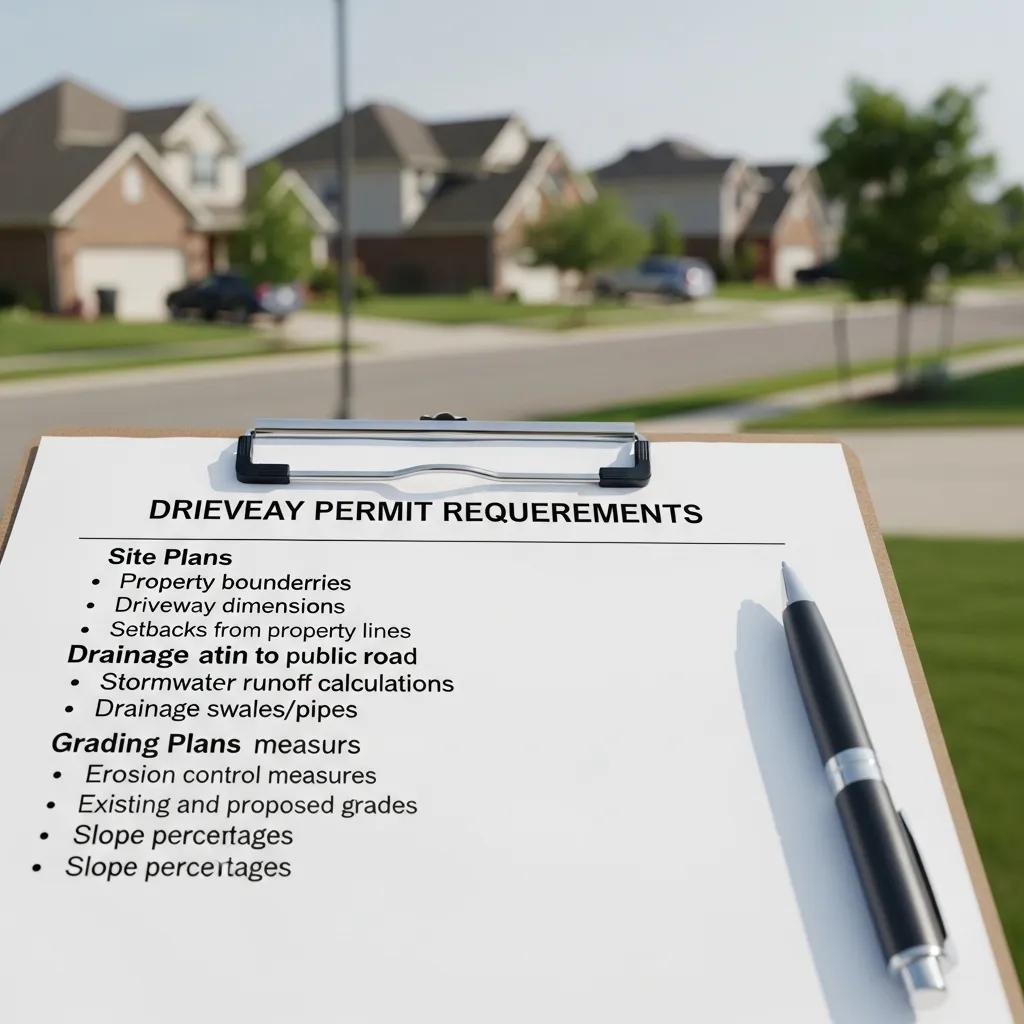 Checklist of driveway permit requirements with residential background