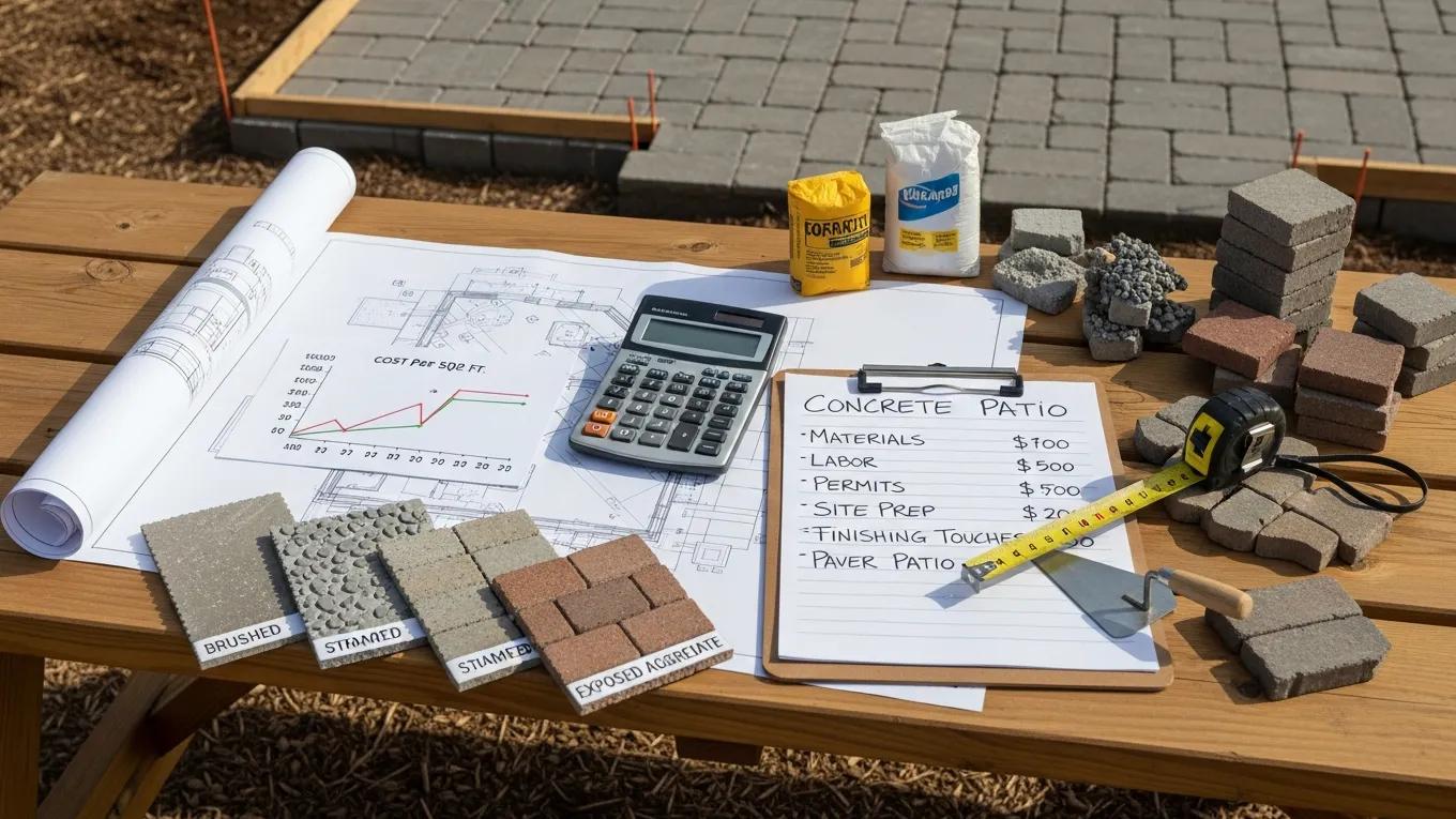 Visual representation of cost considerations for concrete and paver patios