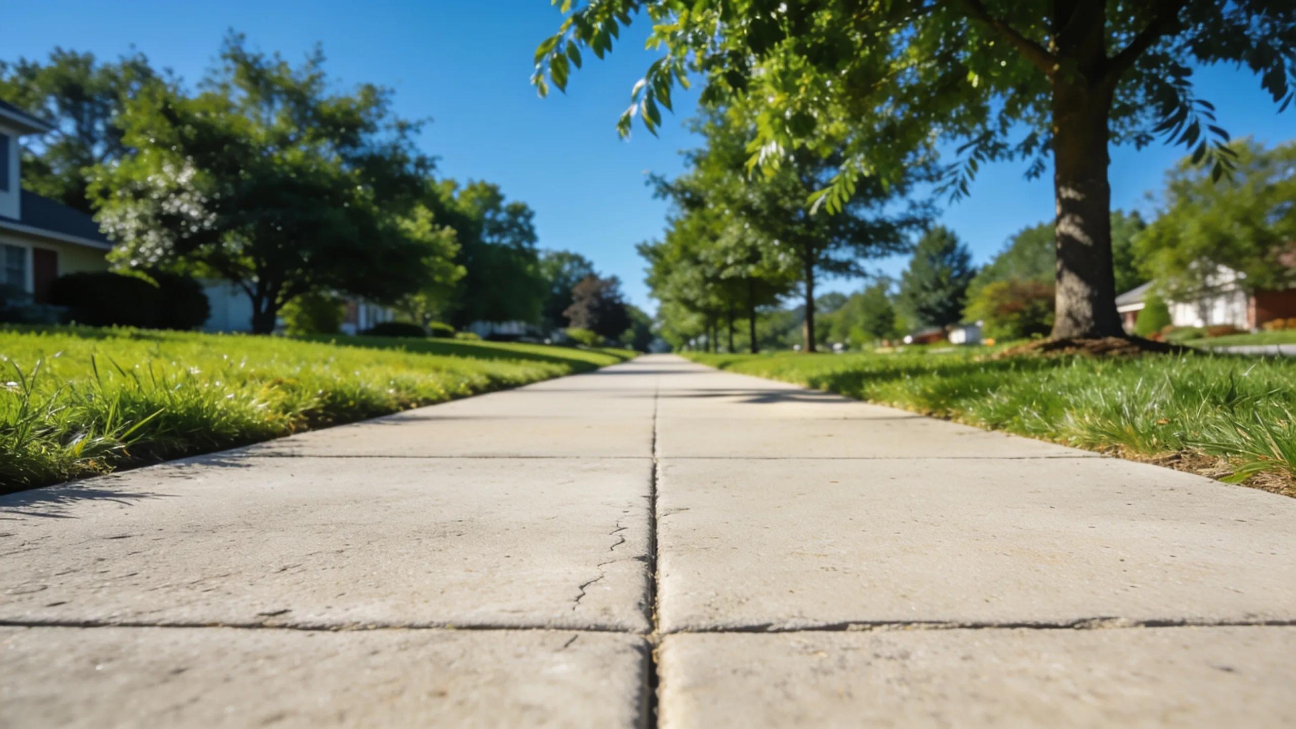 Concrete sidewalk showing signs of surface wear and damage necessitating maintenance