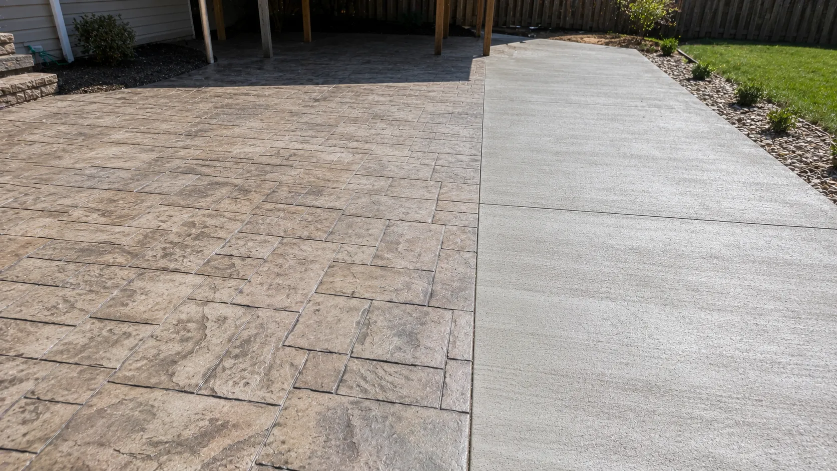 Comparison of stamped, stained, and standard concrete finish options
