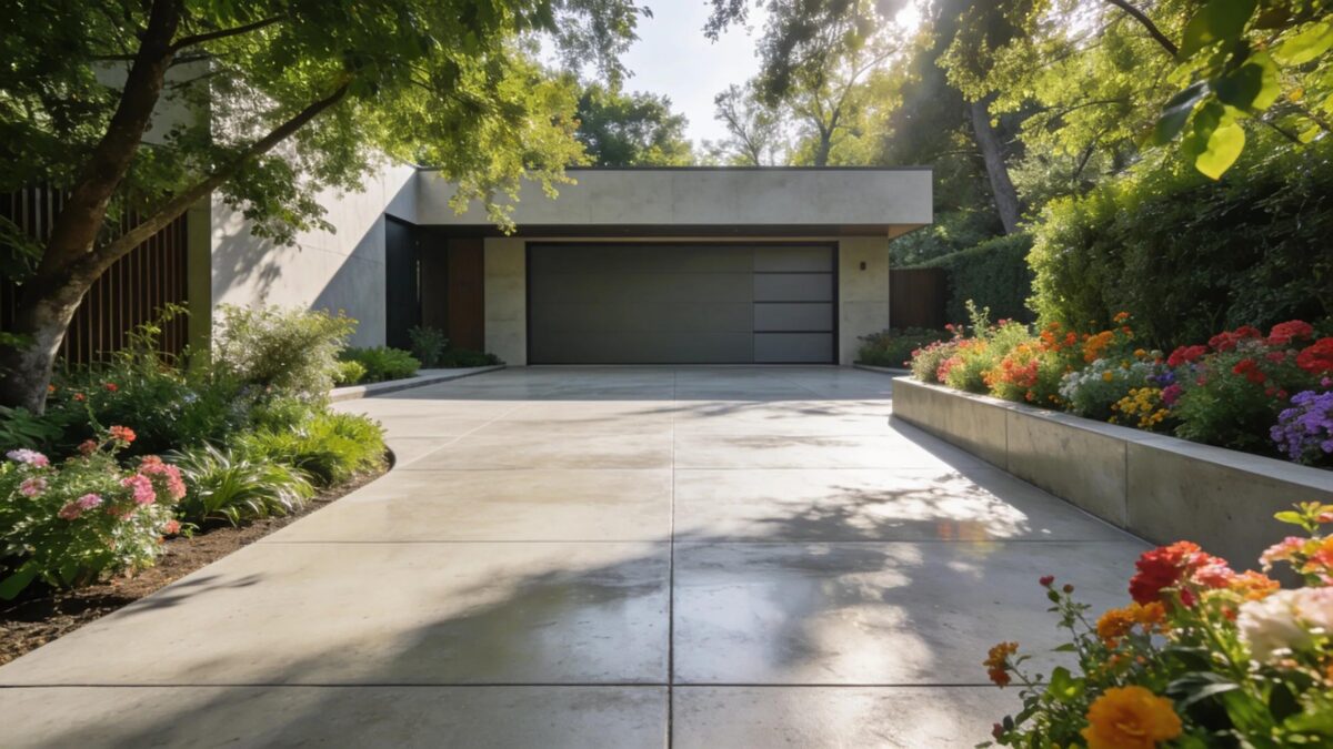 Durable concrete driveway enhancing property curb appeal