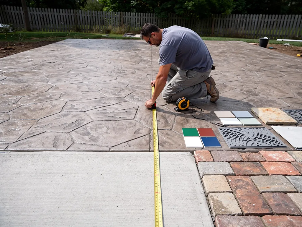Concrete contractor discussing project pricing with homeowner