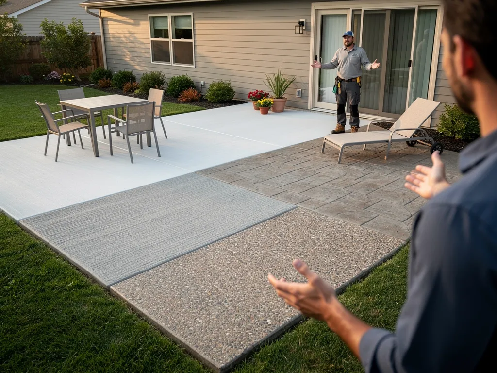 Close-up of stamped concrete patterned to resemble natural stone