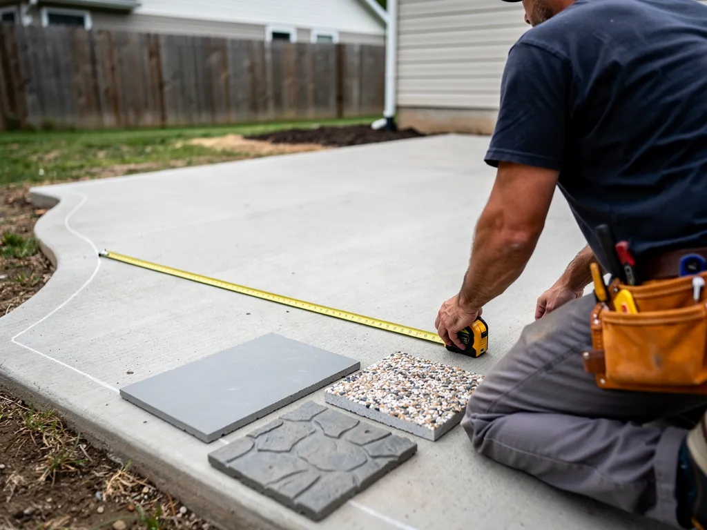 Contractor reviewing patio cost estimate with homeowner on-site
