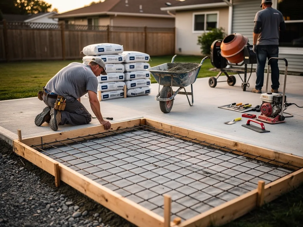 Concrete materials and skilled labor contributing to patio costs