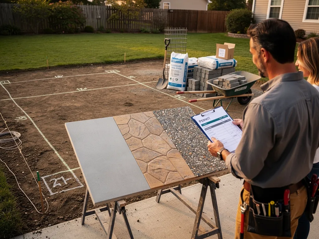 Concrete patio cost factors and estimate checklist summary