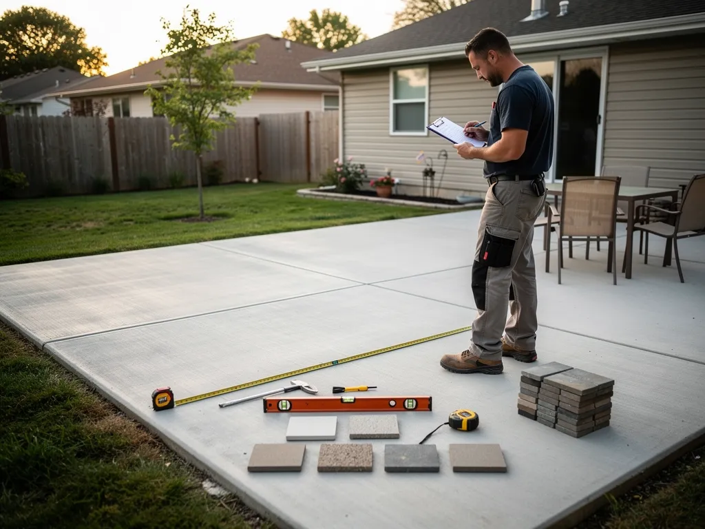 Concrete patio pricing chart by finish type per square foot
