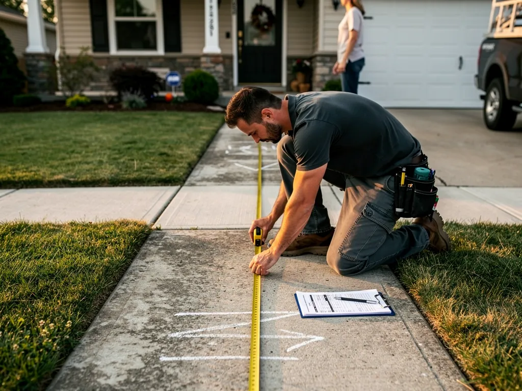 Contractor discussing sidewalk estimate details with a homeowner