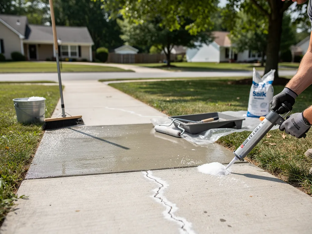 Concrete sidewalk maintenance checklist covering cleaning, sealing, and crack repair