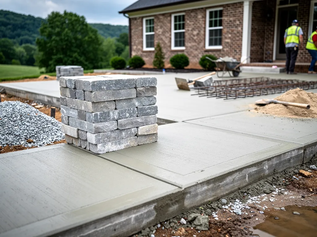 Freeze-thaw stress cracking a concrete surface in clay-heavy soil
