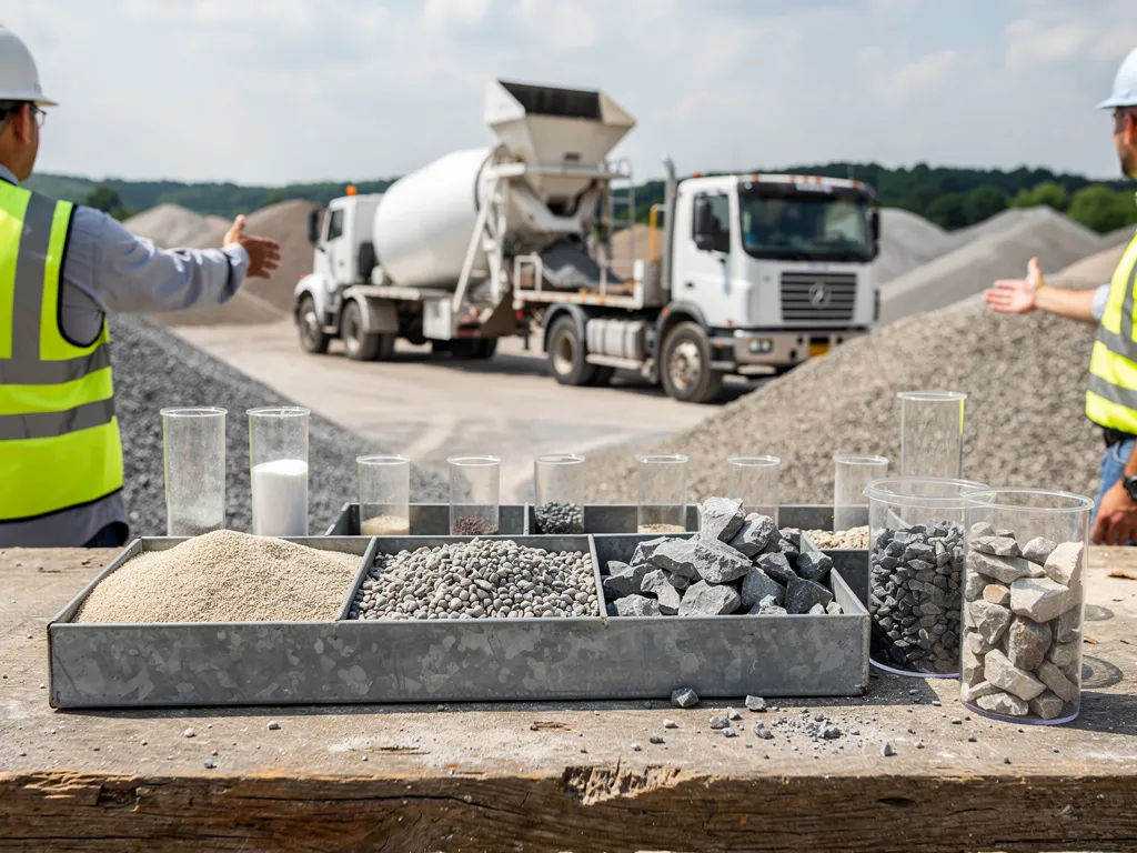 Concrete aggregate and mix design being tested for strength