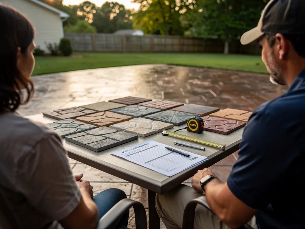 On-site consultation for a stamped concrete project estimate