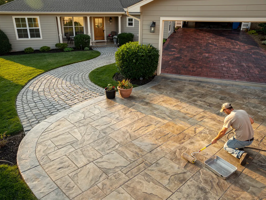 Featured image for &ldquo;Decorative Stamped Concrete Applications: A Guide to Patterns, Uses, Benefits, and Maintenance&rdquo;