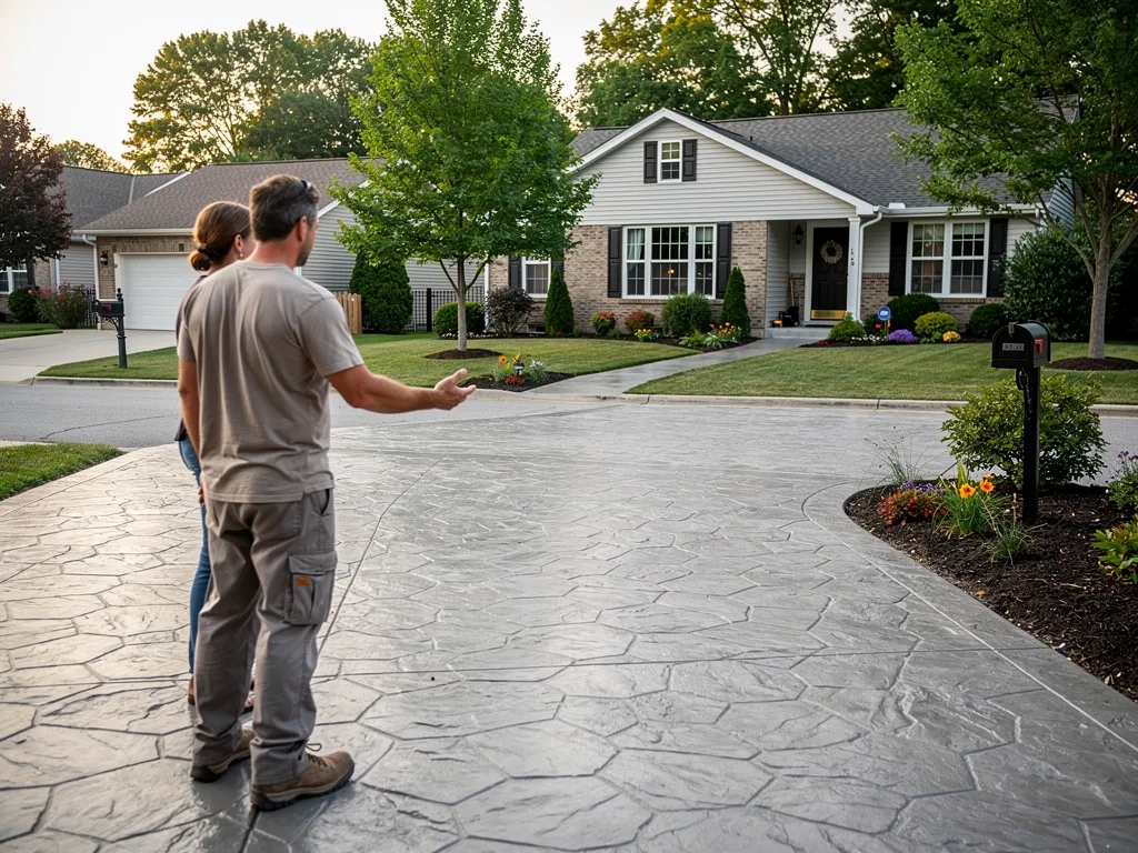 American Custom Concrete crew completing a residential driveway project