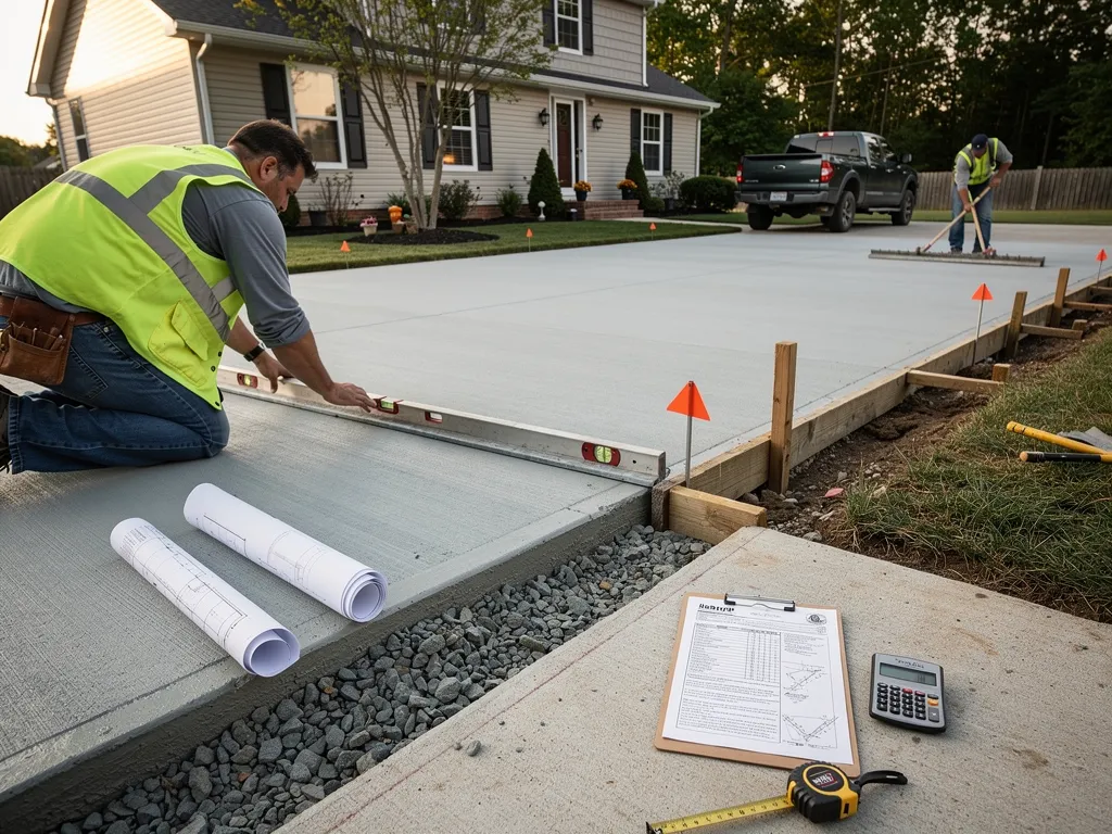 Summary icons highlighting concrete driveway cost and durability points