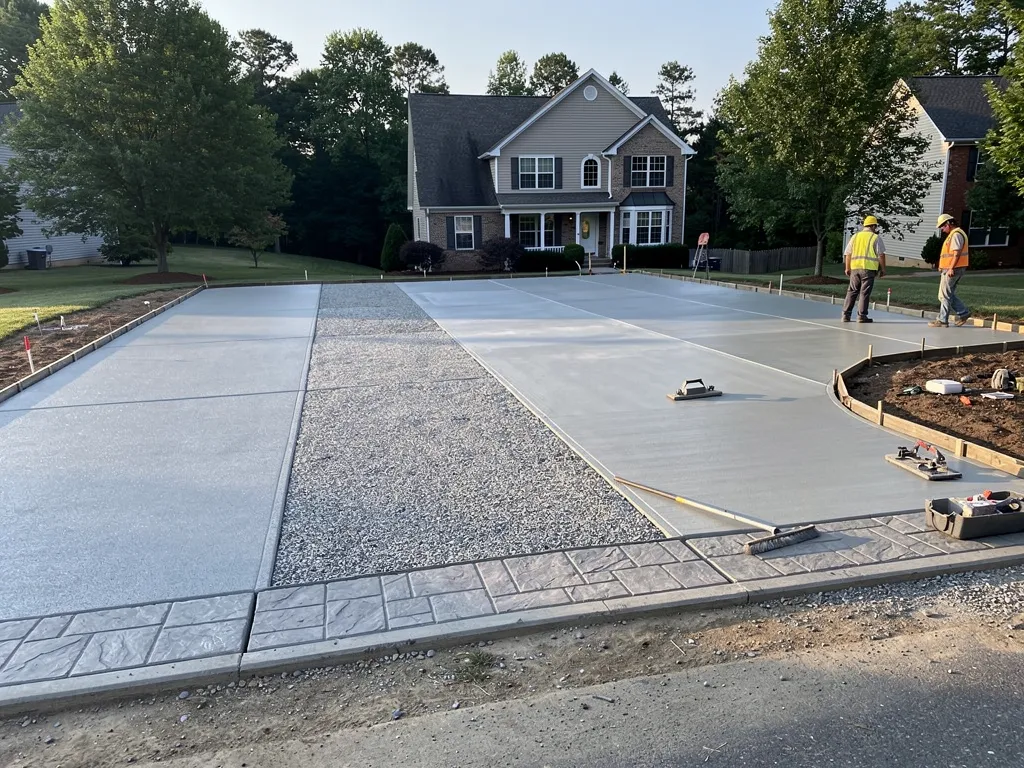 Stamped and exposed aggregate concrete driveway finish options