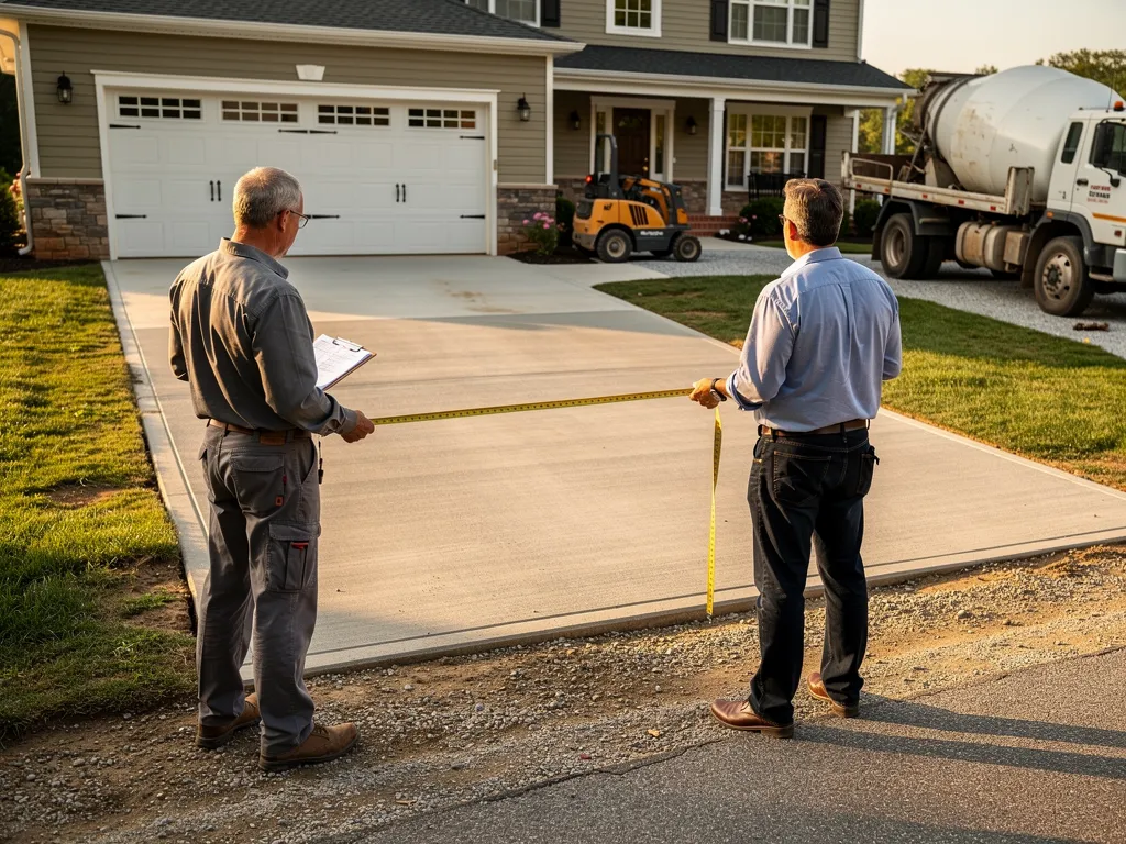 Contractor measuring a driveway site during an estimate visit